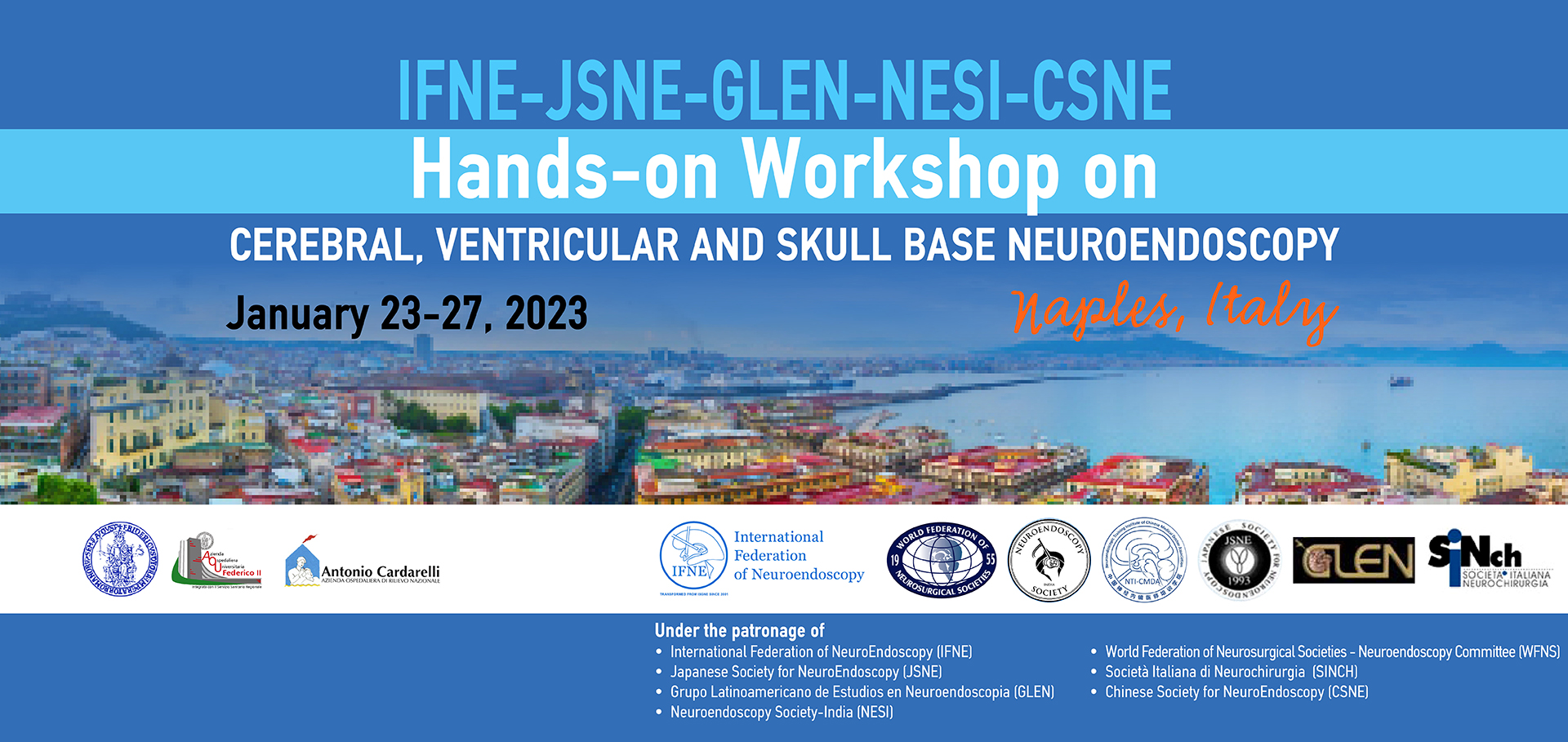 IFNE-JSNE-GLEN-NESI-CSNE Hands-on Workshop on Cerebral, Ventricular and Skull Base Neuroendoscopy  | Naples, Italy | January 23-27,2023